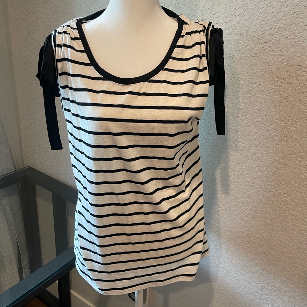 NWT White House Black Market Striped Tank with Ribbon details